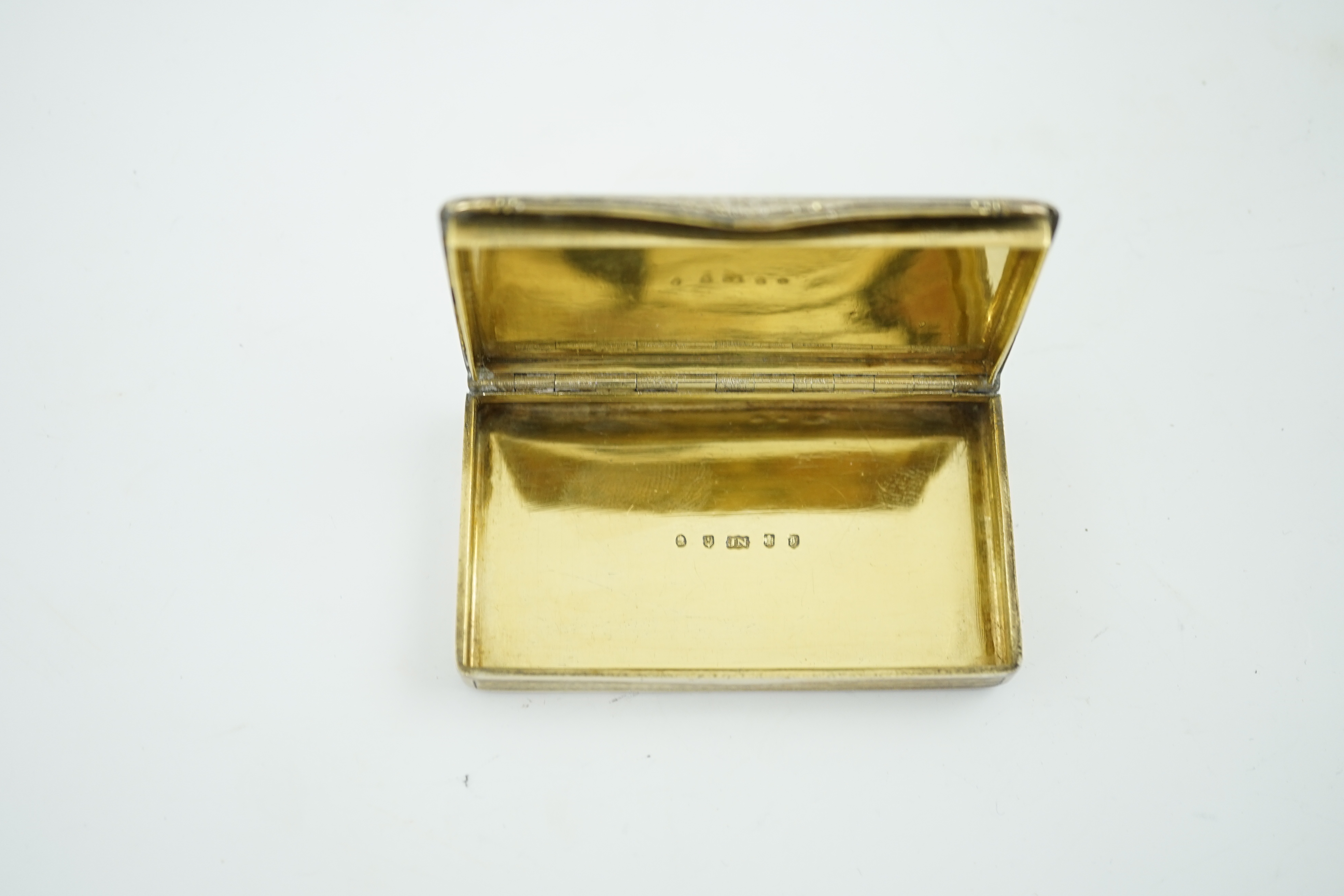 A late William IV Scottish engine turned silver gilt rectangular snuff box, by James Nasmyth